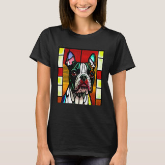 Camiseta French Bulldog - Colorful Stained Glass Pop Art_1