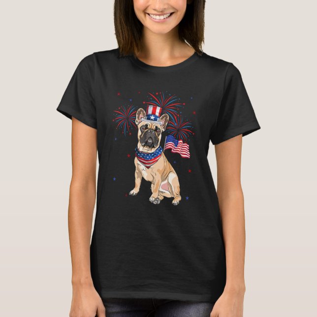 Camiseta French Bulldog Costume American Flag 4th Of July F (Frente)