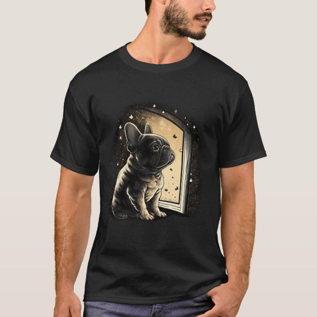 Camiseta French Bulldog Cute Frenchie Dog at Night (Frente)