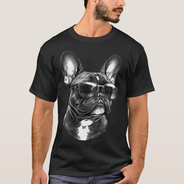 Camiseta French Bulldog Cute Frenchie Wearing Sunglasses (Frente)
