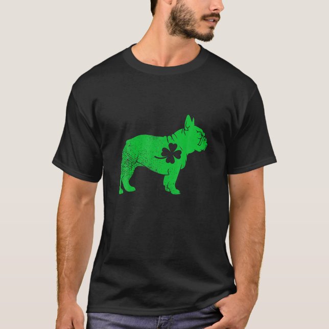 Camiseta French Bulldog Dog Shamrock Heart St Pattys Day Pu (Frente)