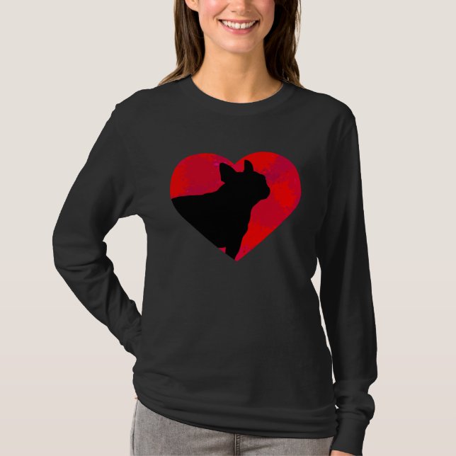 Camiseta French Bulldog Frenchie Heart Valentine s Day (Frente)