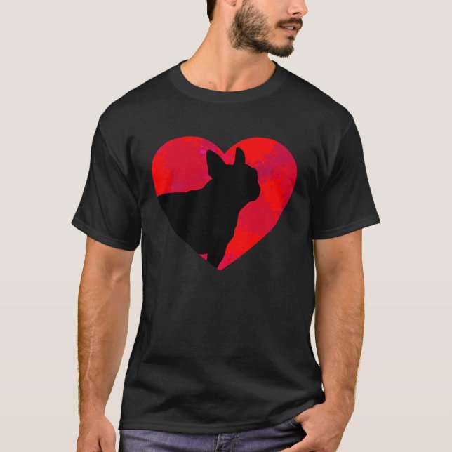 Camiseta French Bulldog Frenchie Heart Valentine s Day (Frente)