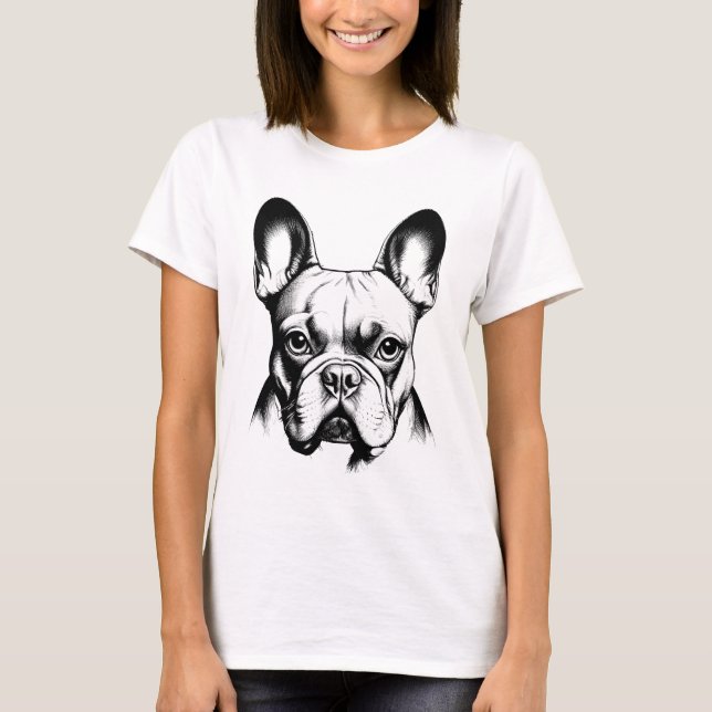 Camiseta French Bulldog Frenchie Mom Pencil Sketch (Frente)