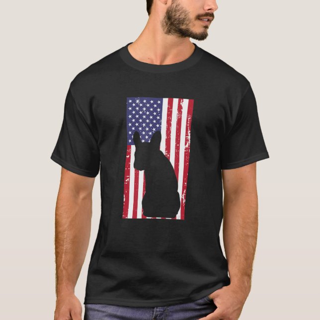 Camiseta French Bulldog Frenchie Patriotic All American USA (Frente)