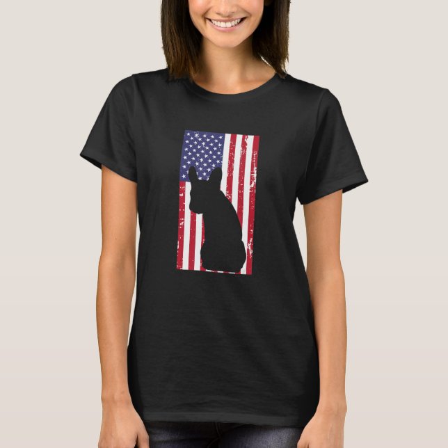 Camiseta French Bulldog Frenchie Patriotic All American USA (Frente)