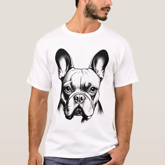 Camiseta French Bulldog Frenchie Pencil Sketch Art (Frente)