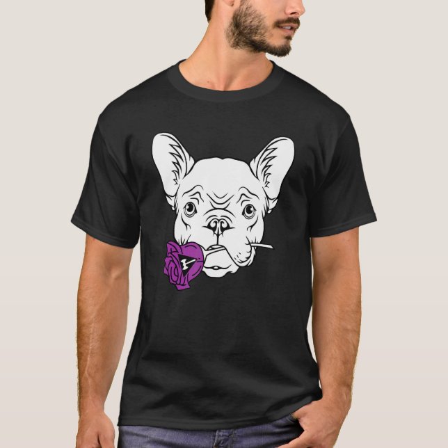 Camiseta French Bulldog Lesbian Rose Lgbt Q Pride Flag Fren (Frente)