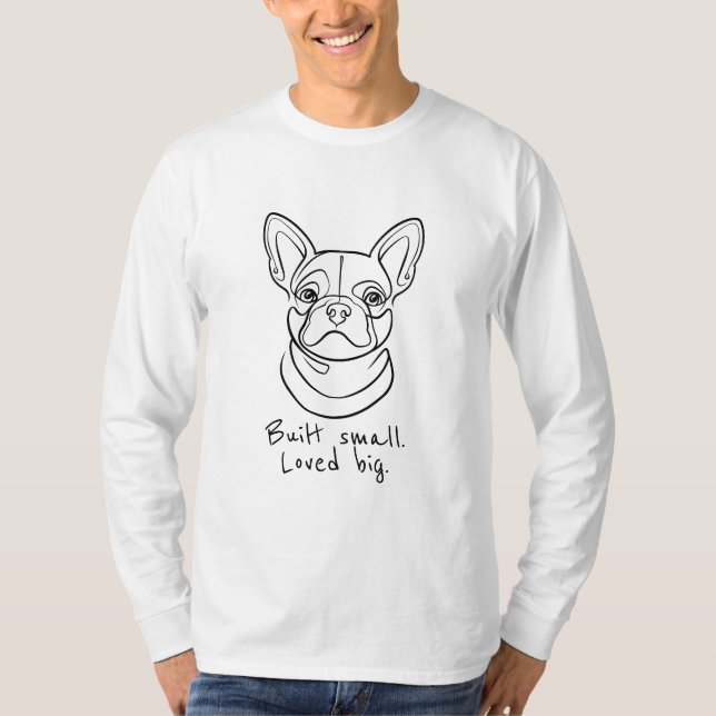 Camiseta French Bulldog Line Art. Built Small. Loved Big. (Frente)