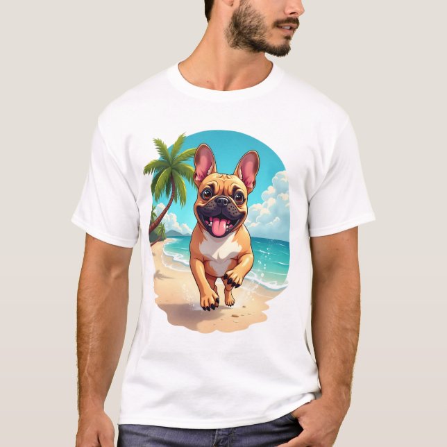Camiseta French Bulldog on a Beach (Frente)