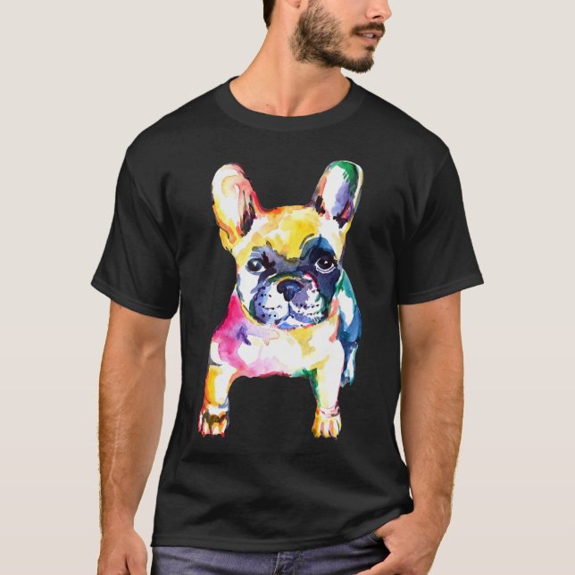 Camiseta French Bulldog Original Watercolor Hand Drawing Gi (Frente)