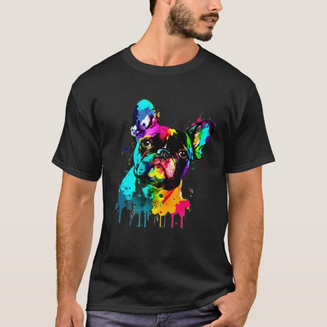 Camiseta French Bulldog Paint Splatter Frenchie  Splatter (Frente)