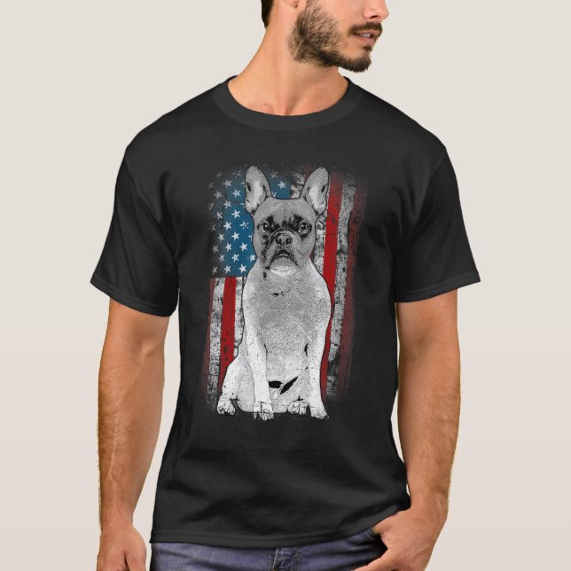 Camiseta French Bulldog Patriotic USA Flag for Frenchie Own (Frente)