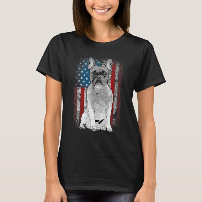 Camiseta French Bulldog Patriotic USA Flag for Frenchie Own (Frente)