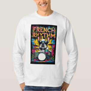 Camiseta French Bulldog Playing Drums