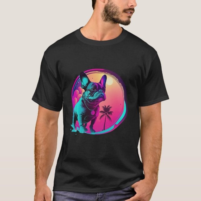 Camiseta French Bulldog s Synthwave Dreamscape (Frente)