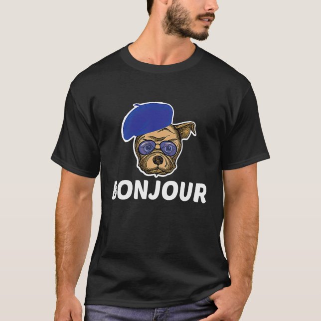Camiseta French Bulldog Squad Bonjour  Dog  Quote (Frente)