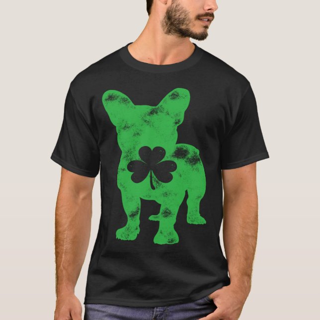 Camiseta French Bulldog St Patrick s Day Men Women Shamrock (Frente)