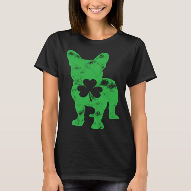 Camiseta French Bulldog St Patrick s Day Men Women Shamrock (Frente)