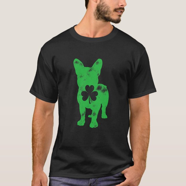 Camiseta French Bulldog St Patricks Day Boys Girls Shamrock (Frente)