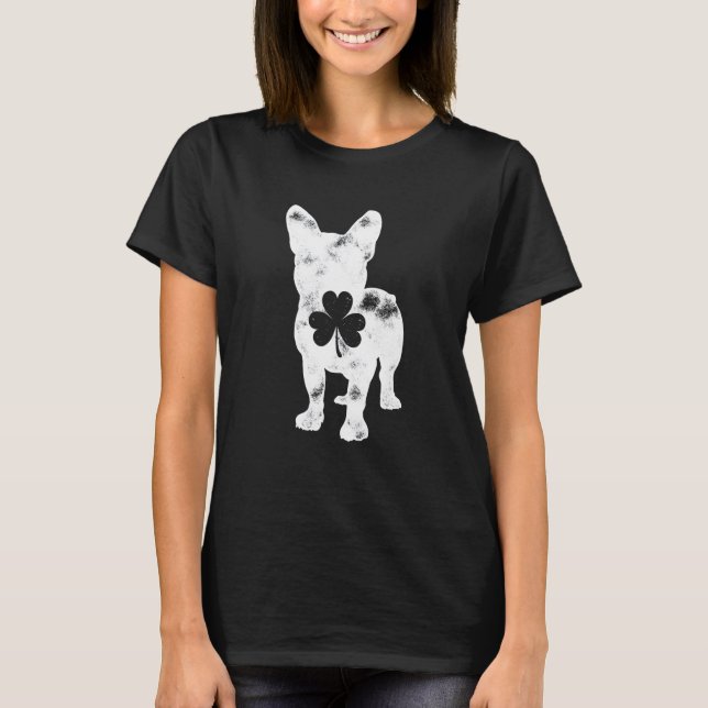 Camiseta French Bulldog St Patricks Day Men Women Shamrock  (Frente)