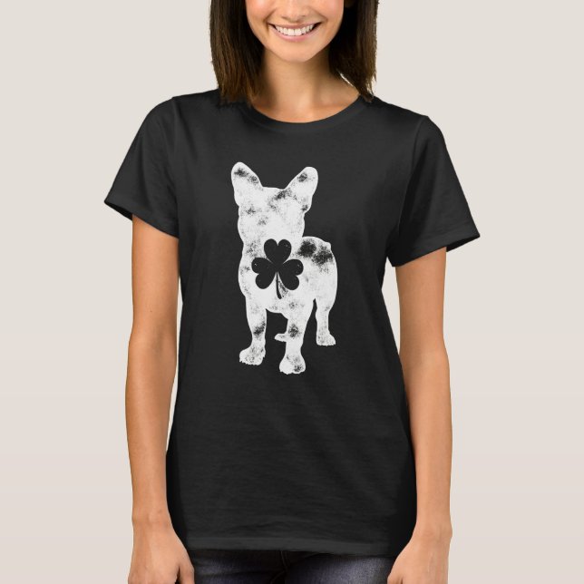Camiseta French Bulldog St Patricks Day Men Women Shamrock  (Frente)