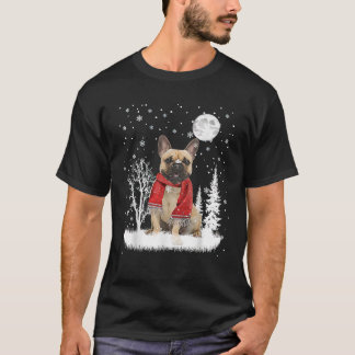Camiseta French Bulldog Under Moonlight Snow Christmas Paja