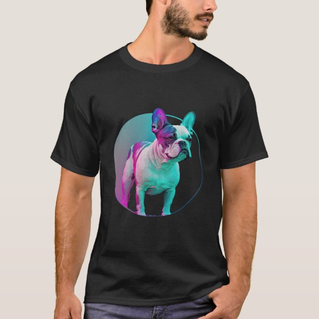 Camiseta French Bulldog Vaporwave Retrowave Aesthetic (Frente)