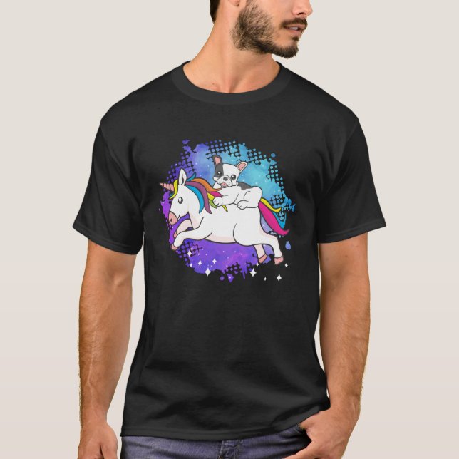 Camiseta French bulldog who rashes a unicorn dog (Frente)