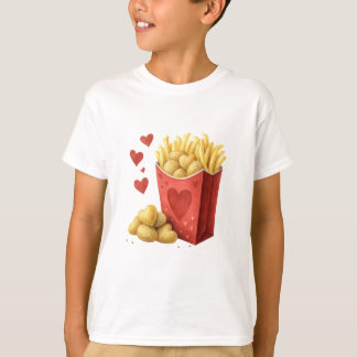 Camiseta French fry carton with heart-shaped potatoes
