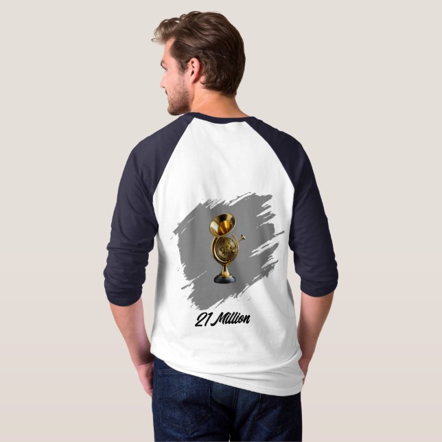 Camiseta French horn Bitcoin 0121Million van HOB 02 (Parte Traseira Completa)