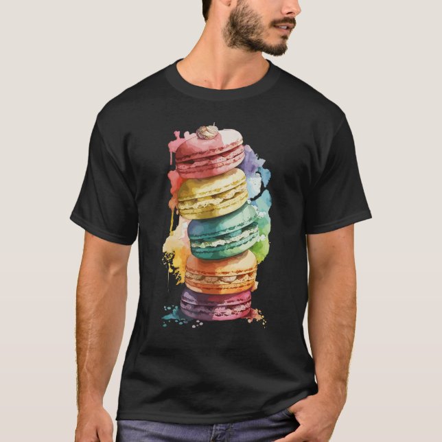Camiseta French Macarons Cookies Dessert Pastel Floral Maca (Frente)