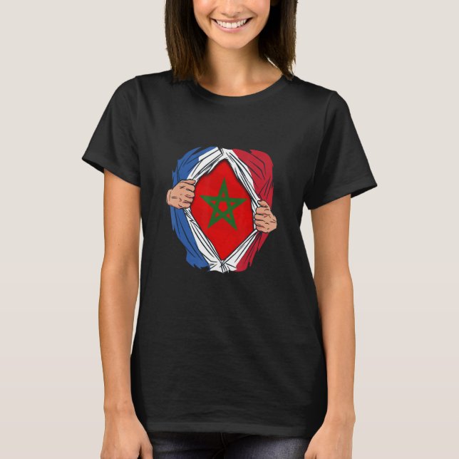 Camiseta French with Moroccan roots Maroc Flag with France (Frente)