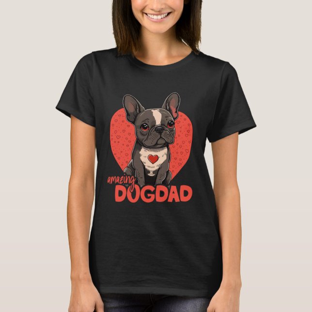 Camiseta Frenchbuldog com decoração cardíaca incrível (Frente)