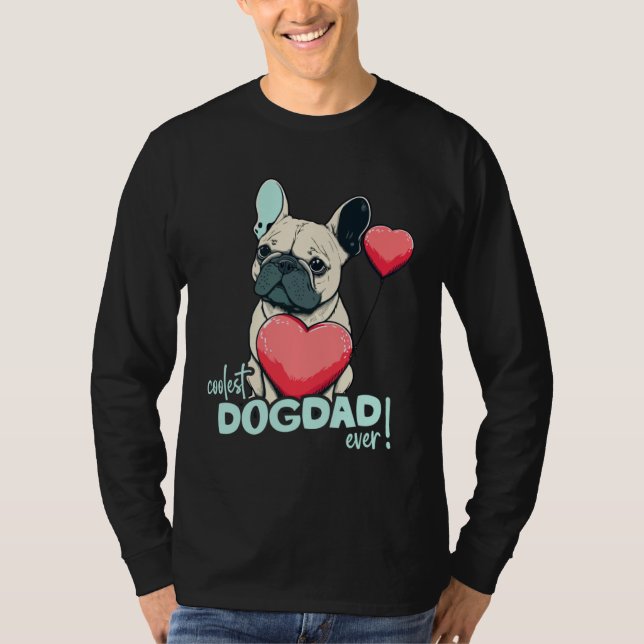 Camiseta Frenchbulldog With Heartballoon  Coolest Dogdad ev (Frente)