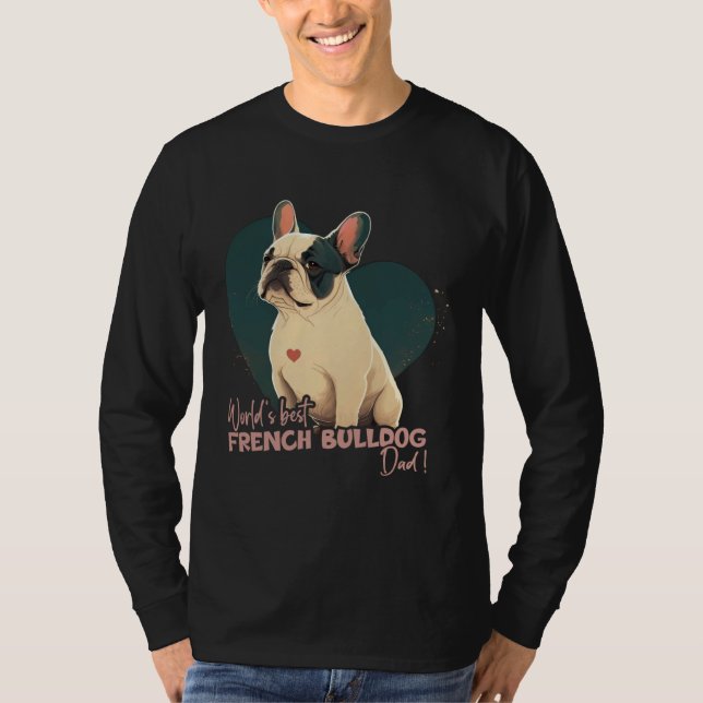 Camiseta Frenchbulldog With Heartdecoration  Frenchy Dogdad (Frente)