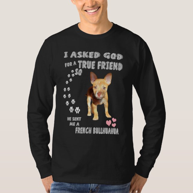 Camiseta Frencheenie Dog Mãe Chibull Pai Bullh Francês (Frente)