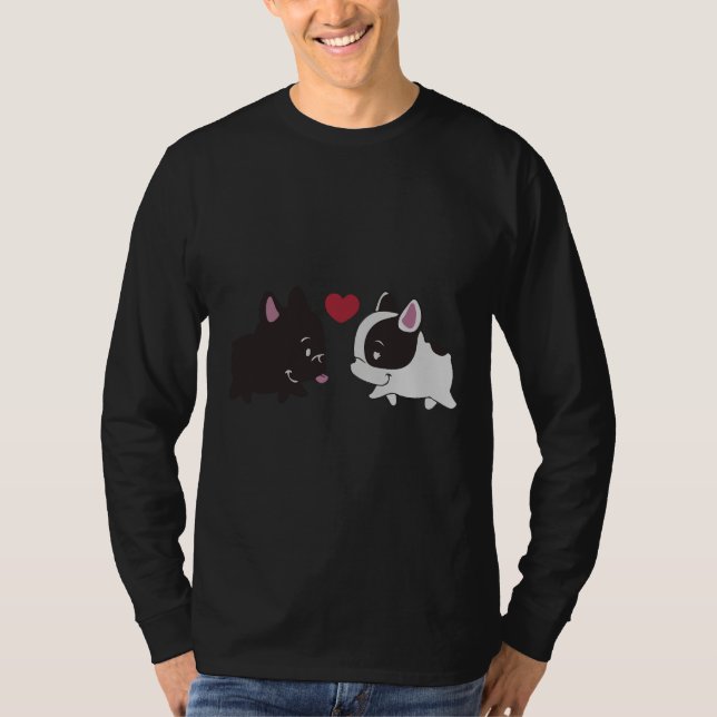 Camiseta Frenchie Black And White Frenchie Family French Bu (Frente)
