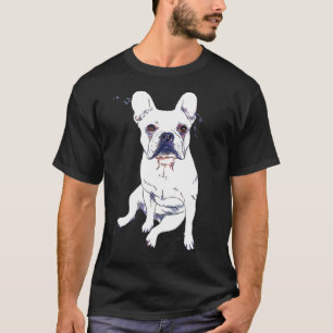 Camiseta Frenchie Cão de Aquarela Pintada à Mão Bulldogue F