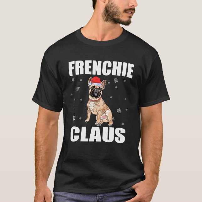 Camiseta Frenchie Claus Papais noeis Cute Cachorros Feriado (Frente)