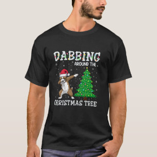 Camiseta Frenchie Dog Santa Hat Dabbing ao redor do Christm