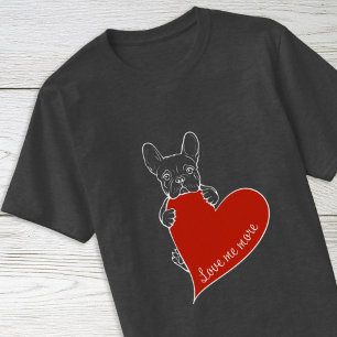 Camiseta Frenchie Dog with Red Heart - Bulldog Francês