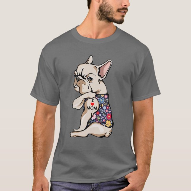 Camiseta Frenchie Eu Amo Mamãe Engraçado Cachorro Francês T (Frente)