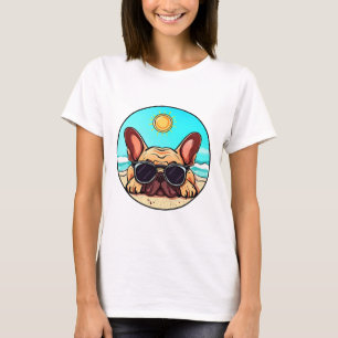 Camiseta Frenchie gostando da praia