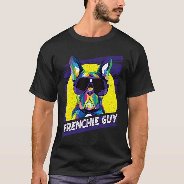 Camiseta Frenchie Guy  Dog Dad Humor Fur Dad French Bulldog (Frente)