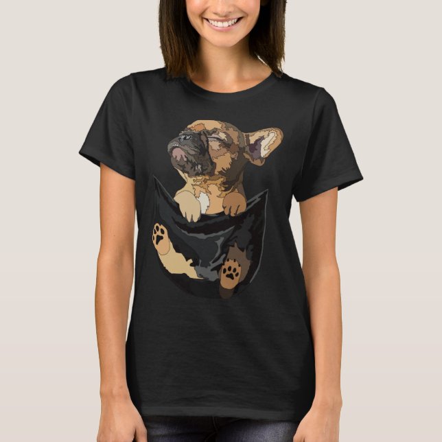 Camiseta Frenchie In Pocket French Bulldog Mom Dad Dog (Frente)