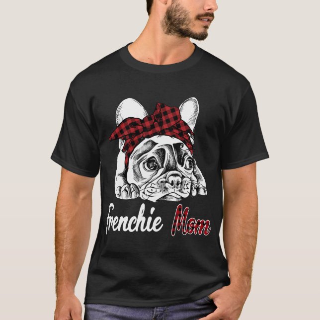Camiseta Frenchie Mãe Bulldog Francês com Cabeça de Xadrez  (Frente)