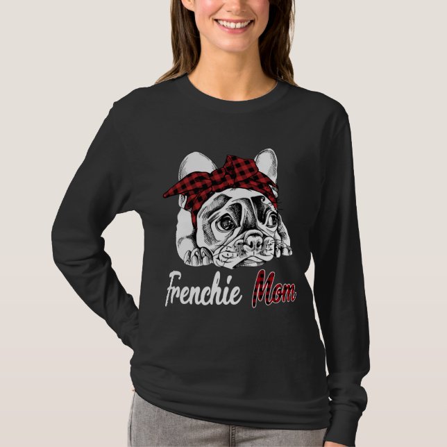 Camiseta Frenchie Mãe Bulldog Francês com Cabeça de Xadrez  (Frente)