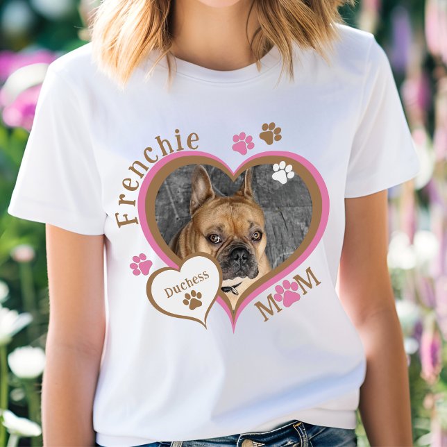 Camiseta Frenchie Mãe Foto de Bulldog Francês Personalizada (Frenchie Mom Bulldog Custom Photo Personalized T-Shirt)