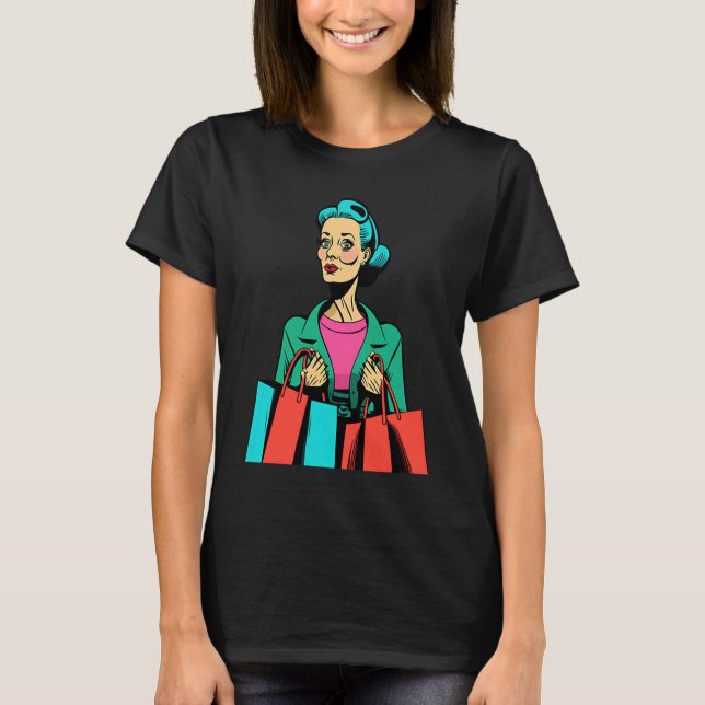 Camiseta Frenesi de Compras Pop Compras  Mãe  2 (Frente)